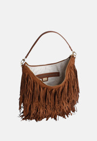 Borsa a Tracolla da donna con Frange V73 Cannella