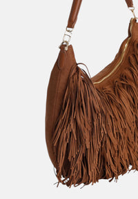 Borsa a Tracolla da donna con Frange V73 Cannella