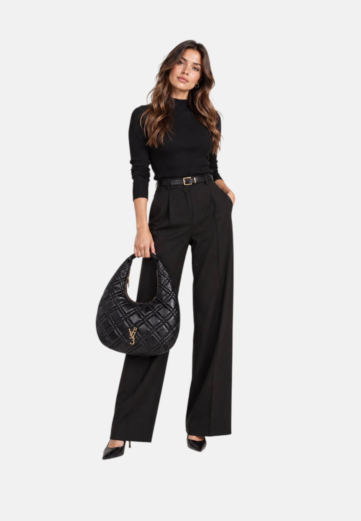 Borsa a Tracolla da donna con Frange V73 Nero