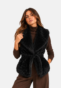 Gilet da donna in pelliccia sintetica V73 Nero