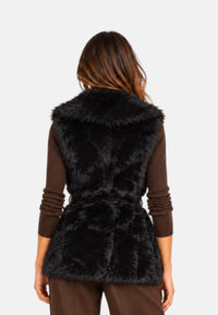 Gilet da donna in pelliccia sintetica V73 Nero