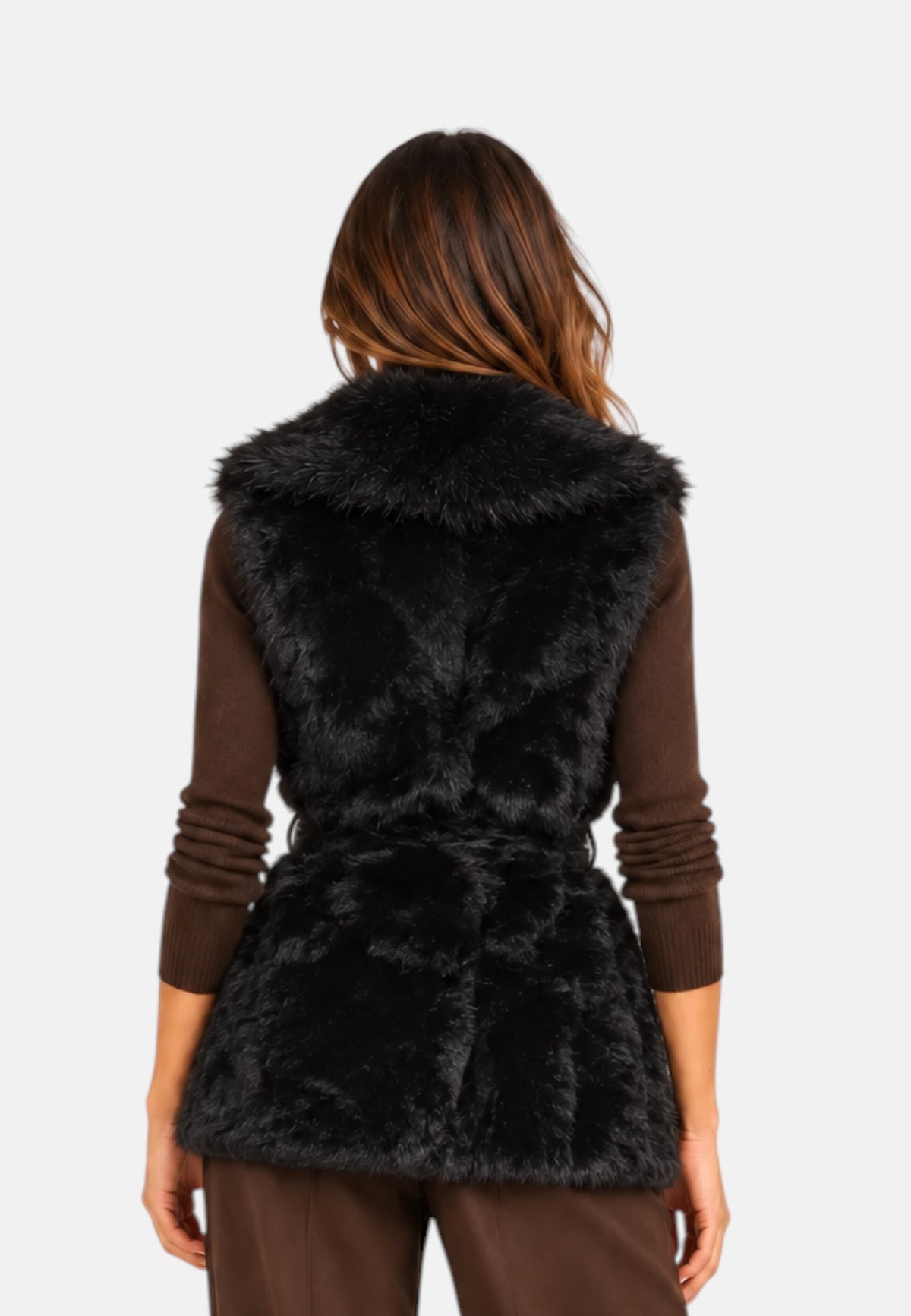Gilet da donna in pelliccia sintetica V73 Nero