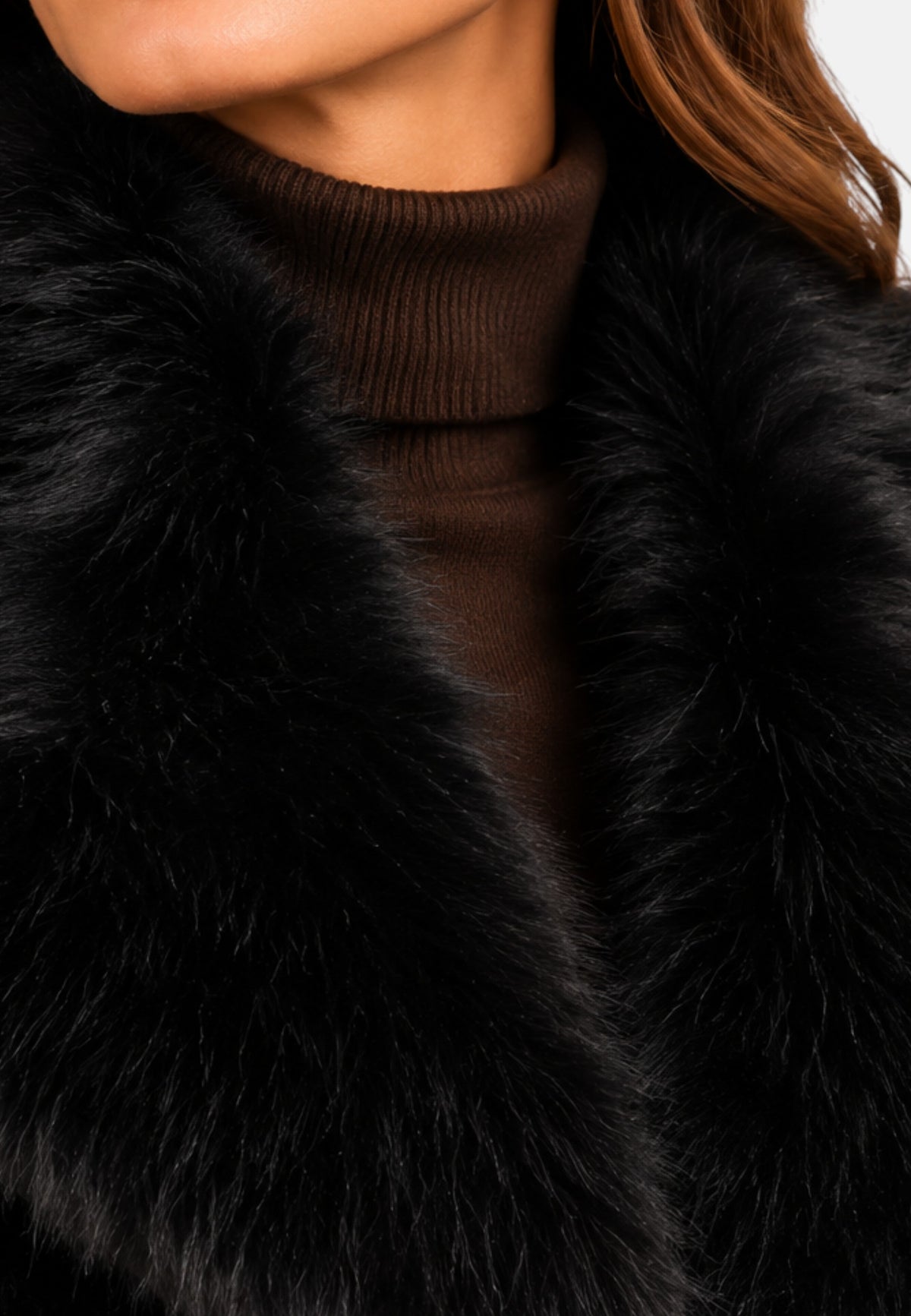 Gilet da donna in pelliccia sintetica V73 Nero