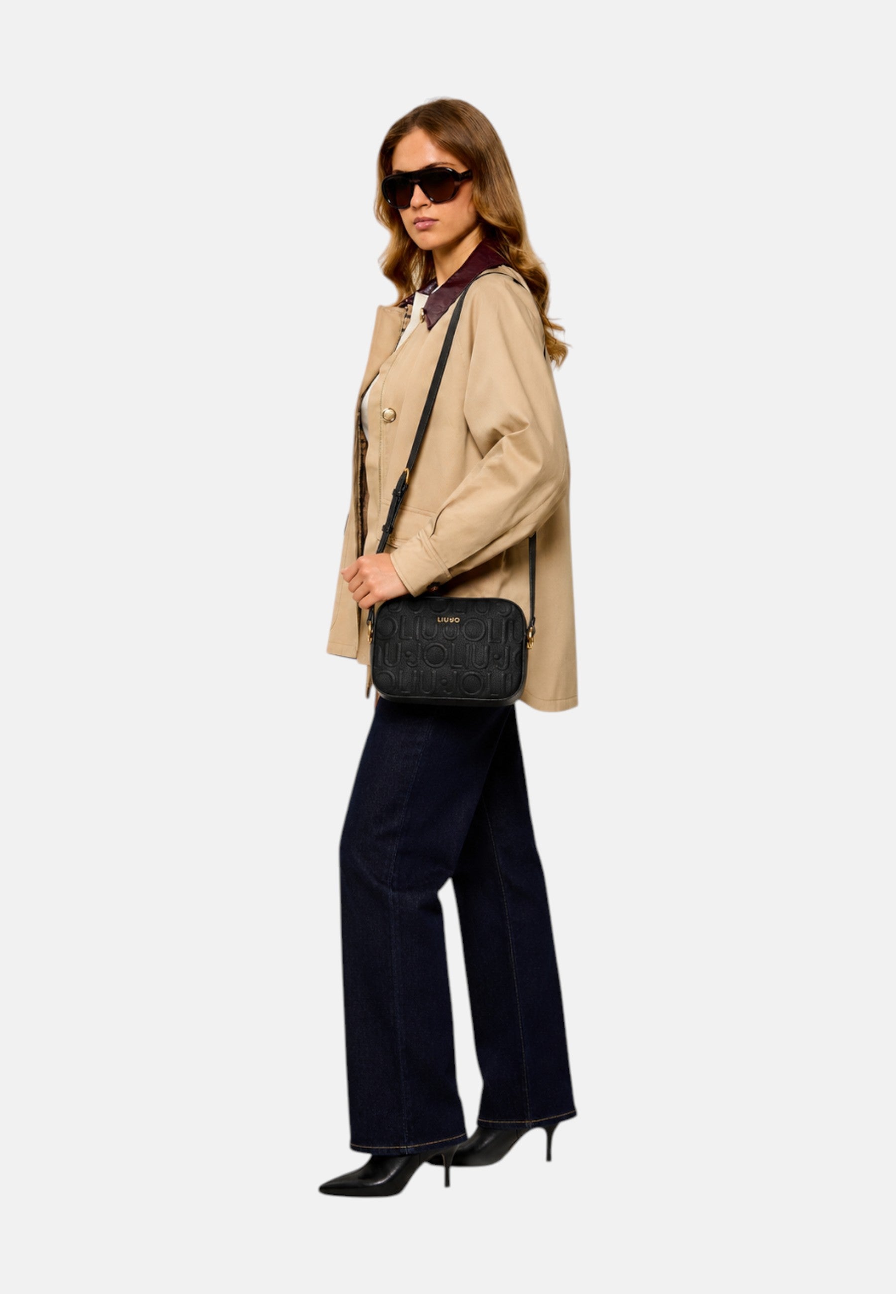 Borsa a tracolla media con logo Donna Liu Jo